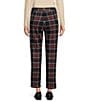 Color:Navy/Red/Off White - Image 2 - Stewart Yarn Dyed Knit Jacquard Plaid Straight-Leg Pocketed Ankle Pants