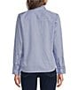 J.McLaughlin Tess Woven Stripe Ruffle Mock Neck Long Sleeve Button-Front Blouse - Image 2