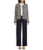 J.McLaughlin Textured Fringe Trim Round Neck Long Sleeve Cardigan, Color:Denim/Coffee - Image 4