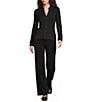 J.McLaughlin Theodora Knit Point Collar Long Sleeve Button-Front Shirt - Image 3