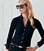 J.McLaughlin Theodora Knit Point Collar Long Sleeve Button-Front Shirt - Image 5