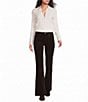 J.McLaughlin Theodora Knit Point Collar Long Sleeve Button-Front Shirt - Image 3