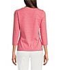 J.McLaughlin Wavesong Catalina Cloth Geo Print Button Boat Neck 3/4 Sleeve Top, Color:Pink/Off White - Image 2