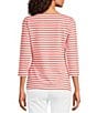 J.McLaughlin Wavesong Striped Print 3/4 Sleeve Button Shoulder Tee Shirt - Image 2