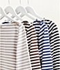 J.McLaughlin Wavesong Striped Print 3/4 Sleeve Button Shoulder Tee Shirt, Color:Navy - Image 7
