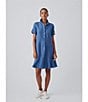 J.McLaughlin Wellesley Solid Denim Point Collar Dress, Color:Denim Blue - Image 4
