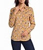 J.McLaughlin Woven Mix Print Textured Point Collar Long Sleeve Button-Front Blouse - Image 1