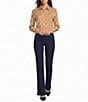 J.McLaughlin Woven Mix Print Textured Point Collar Long Sleeve Button-Front Blouse - Image 3
