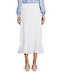 J.McLaughlin Zia Refined Linen Ruffle Wrap Midi Skirt, Color:White - Image 2