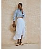 J.McLaughlin Zia Refined Linen Ruffle Wrap Midi Skirt, Color:White - Image 5
