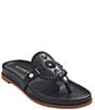 Color:Black/Black - Image 1 - Collins Casual Leather Thong Sandals