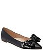 Color:Black Sparkle - Image 1 - Debra Ballet Leather Sequin Bow Pointed Toe Flats