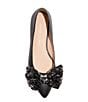 Color:Black Sparkle - Image 4 - Debra Ballet Leather Sequin Bow Pointed Toe Flats