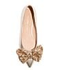 Color:Platinum/Platinum - Image 4 - Debra Metallic Leather Sequin Bow Pointed Toe Ballet Flats