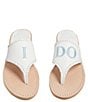 Color:White/White/Light Blue - Image 1 - Embroidered #double;I Do#double; Leather Thong Sandals