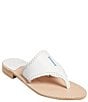 Color:White/White/Light Blue - Image 2 - Embroidered #double;I Do#double; Leather Thong Sandals