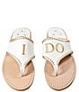 Color:White/Platinum/Platinum - Image 1 - Embroidered #double;I Do#double; Leather Thong Sandals