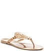 Color:Gold - Image 1 - Georgica Studded Whipstitched Slip-On Jelly Sandals