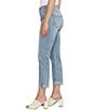 Color:Skyscape Blue - Image 3 - Carter Embroidered Waist Mid Rise Slim Leg Jeans