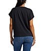 Color:Black - Image 2 - Drapey Luxe Crew Neck Rolled Cap Sleeve Tee