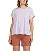 Color:Lavender - Image 1 - Drapey Luxe Crew Neck Rolled Cap Sleeve Tee
