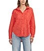 Color:Salsa - Image 1 - Long Sleeve Collared Neck Button Down Shirt