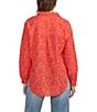 Color:Salsa - Image 2 - Long Sleeve Collared Neck Button Down Shirt