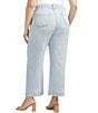 Color:Surf Spray Blue - Image 2 - Plus Size Sophia Stretch Denim Patch Pocket High Rise Wide Leg Cropped Jean