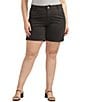Color:Black - Image 1 - Plus Size Stretch Twill Mid Rise Chino Short