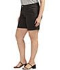 Color:Black - Image 3 - Plus Size Stretch Twill Mid Rise Chino Short
