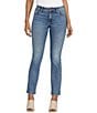 Color:Blue Nile - Image 1 - Stretch Mid Rise Straight Leg Jeans