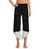 Color:Shadow - Image 1 - Bhakti Ombre Knit Jersey Wide Leg Asymmetrical Hem Cropped Coordinating Pants