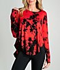 Color:Ember Onyx - Image 1 - Flow Tie Dye Print Long Sleeve Round Neck Coordinating Oversized Top