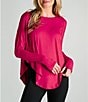Color:Dragon Fruit - Image 1 - Solid Flow Long Sleeve Coordinating Oversized Top