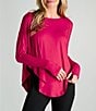 Color:Dragon Fruit - Image 4 - Solid Flow Long Sleeve Coordinating Oversized Top