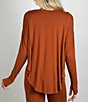 Color:Rust - Image 2 - Solid Flow Long Sleeve Coordinating Oversized Top