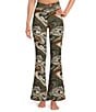 Color:Camo - Image 1 - Super Flare Double Brushed Jersey Camo Print Leggings
