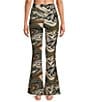 Color:Camo - Image 2 - Super Flare Double Brushed Jersey Camo Print Leggings