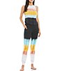 Color:Rainbow Dye - Image 3 - Tie Dye Print Knit Round Neck Muscle Lounge Sleeveless Coordinating Tank