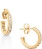 Color:14K Gold Diamond - Image 1 - 14K Gold Delicate Pave Diamond Hoop Earrings
