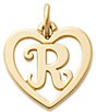 James Avery 14k Gold Heart Script Initial Charm, Color:R - Image 1