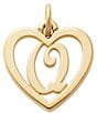 James Avery 14k Gold Heart Script Initial Charm, Color:Q - Image 1