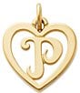 James Avery 14k Gold Heart Script Initial Charm, Color:P - Image 1