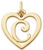 James Avery 14k Gold Heart Script Initial Charm, Color:C - Image 1