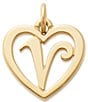 James Avery 14k Gold Heart Script Initial Charm, Color:V - Image 1