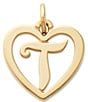 James Avery 14k Gold Heart Script Initial Charm, Color:T - Image 1