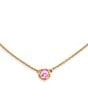 Color:Lab Created Pink Sapphire - Image 1 - 14K Gold October Cherished Birthstone Lab Created Pink Sapphire Necklace