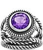 Color:Amethyst - Image 1 - Amethyst Twisted Wire Ring
