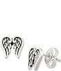 Color:Sterling Silver - Image 2 - Angel Wings Stud Earrings