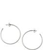 Color:Sterling Silver - Image 1 - Classic Sterling Silver Hammered Large Hoop Earrings